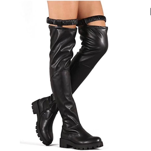 vegan leather thigh high boots